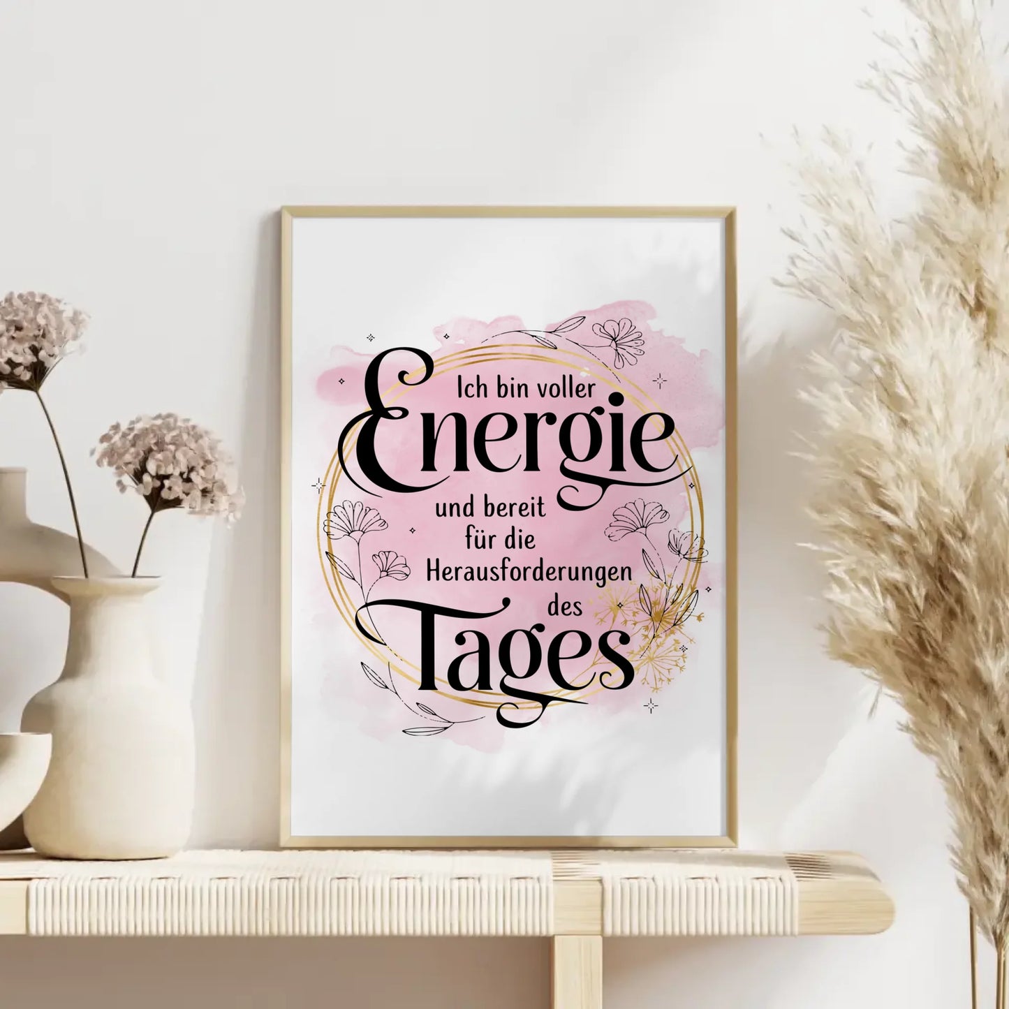 Affirmationsposter Ich bin voller Energie positiv gestalten Wandbild