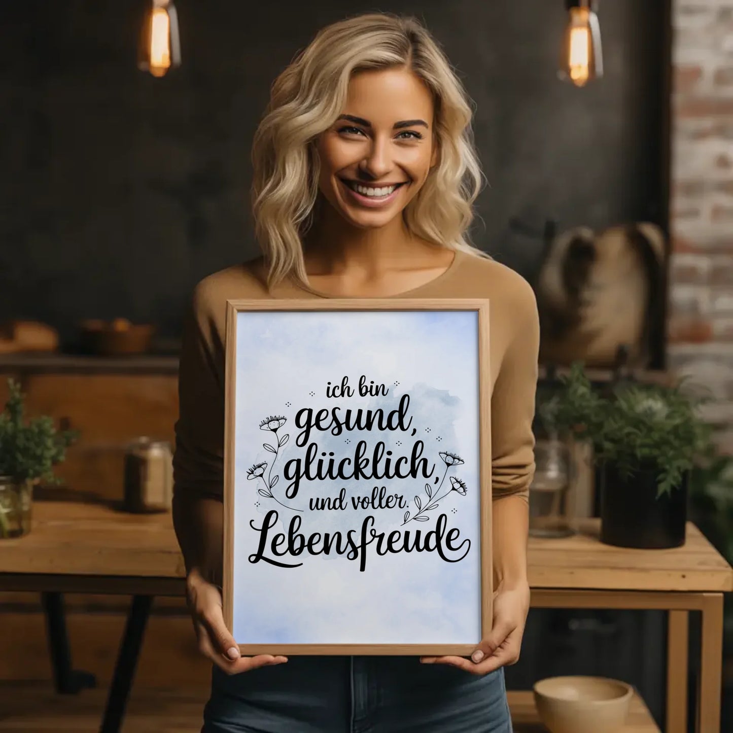 Affirmations Poster Ich bin gesund glücklich voller Lebensfreude
