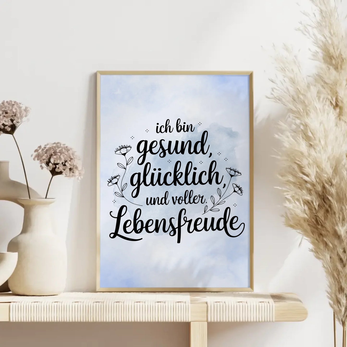 Affirmations Poster Ich bin gesund glücklich voller Lebensfreude