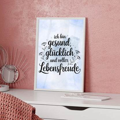 Affirmations Poster Ich bin gesund glücklich voller Lebensfreude