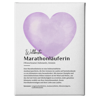 Leinwand Definition Marathonläuferin mit Namen Geschenkidee