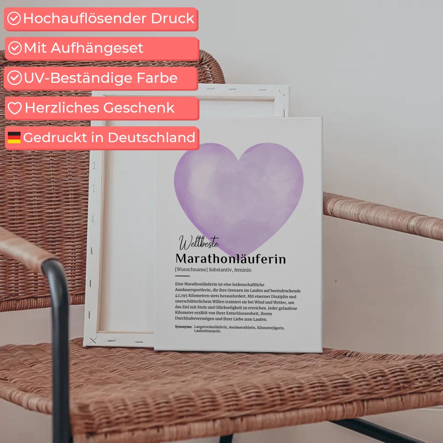 Leinwand Definition Marathonläuferin mit Namen Geschenkidee