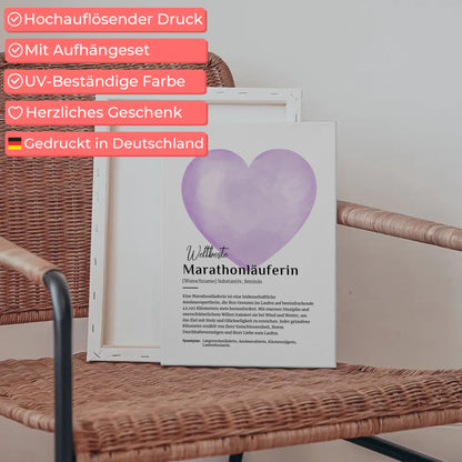 Leinwand Definition Marathonläuferin mit Namen Geschenkidee