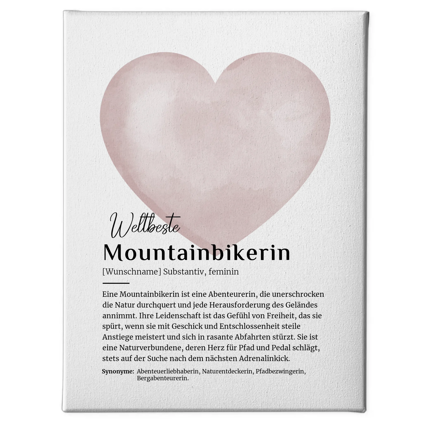 Personalisierte Leinwand Mountainbikerin mit Namen Geschenk