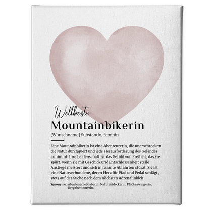 Personalisierte Leinwand Mountainbikerin mit Namen Geschenk