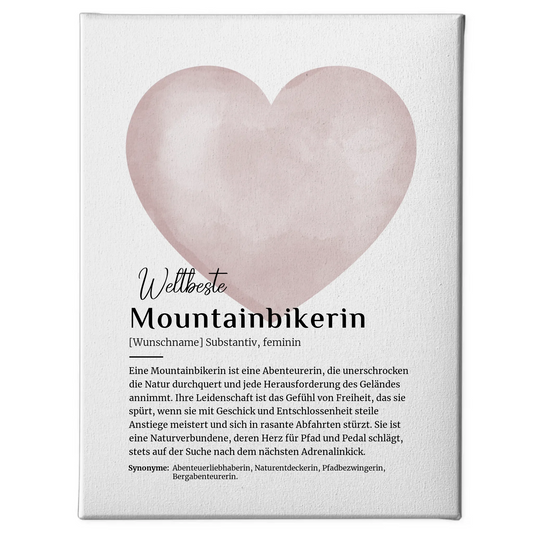Personalisierte Leinwand Mountainbikerin mit Namen Geschenk