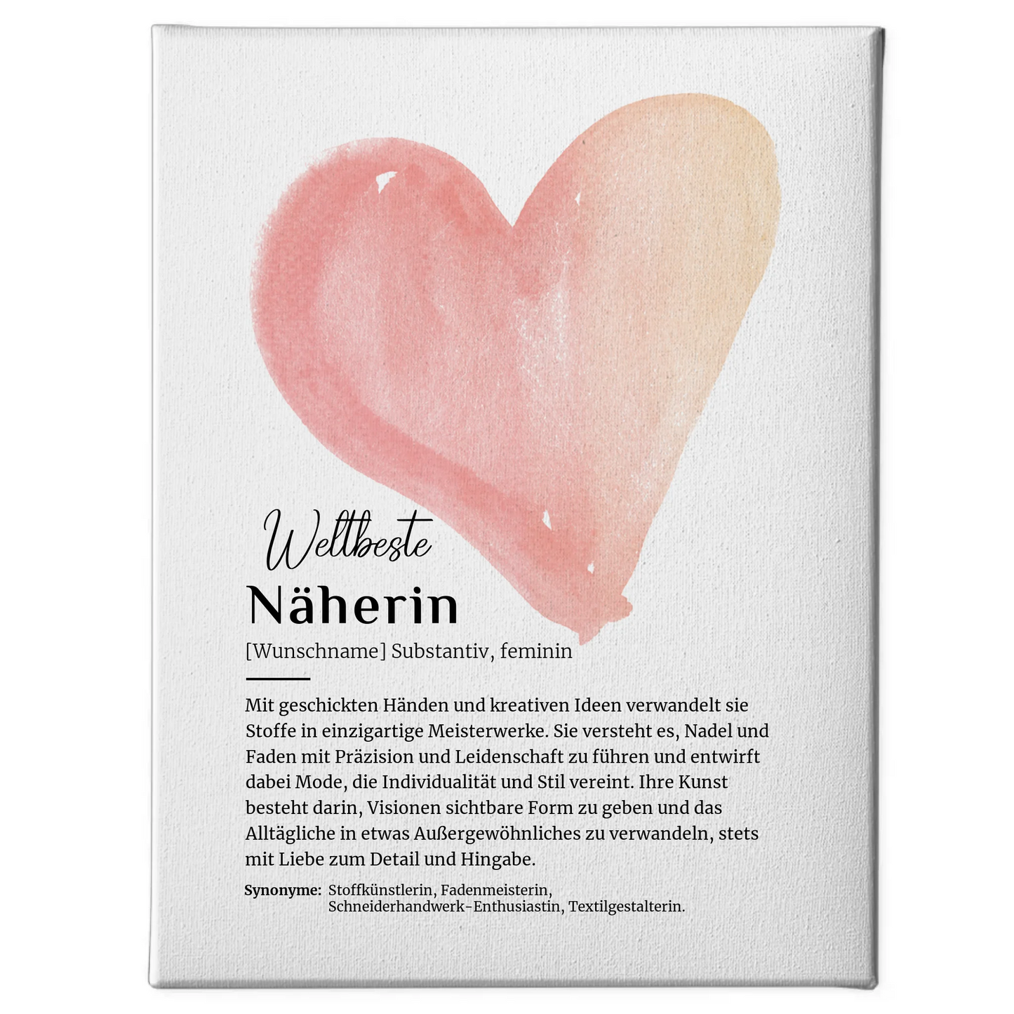 Personalisierte Leinwand Definition für Näherin mit Namen Geschenkidee