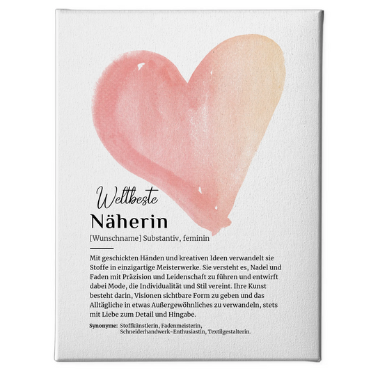 Personalisierte Leinwand Definition für Näherin mit Namen Geschenkidee