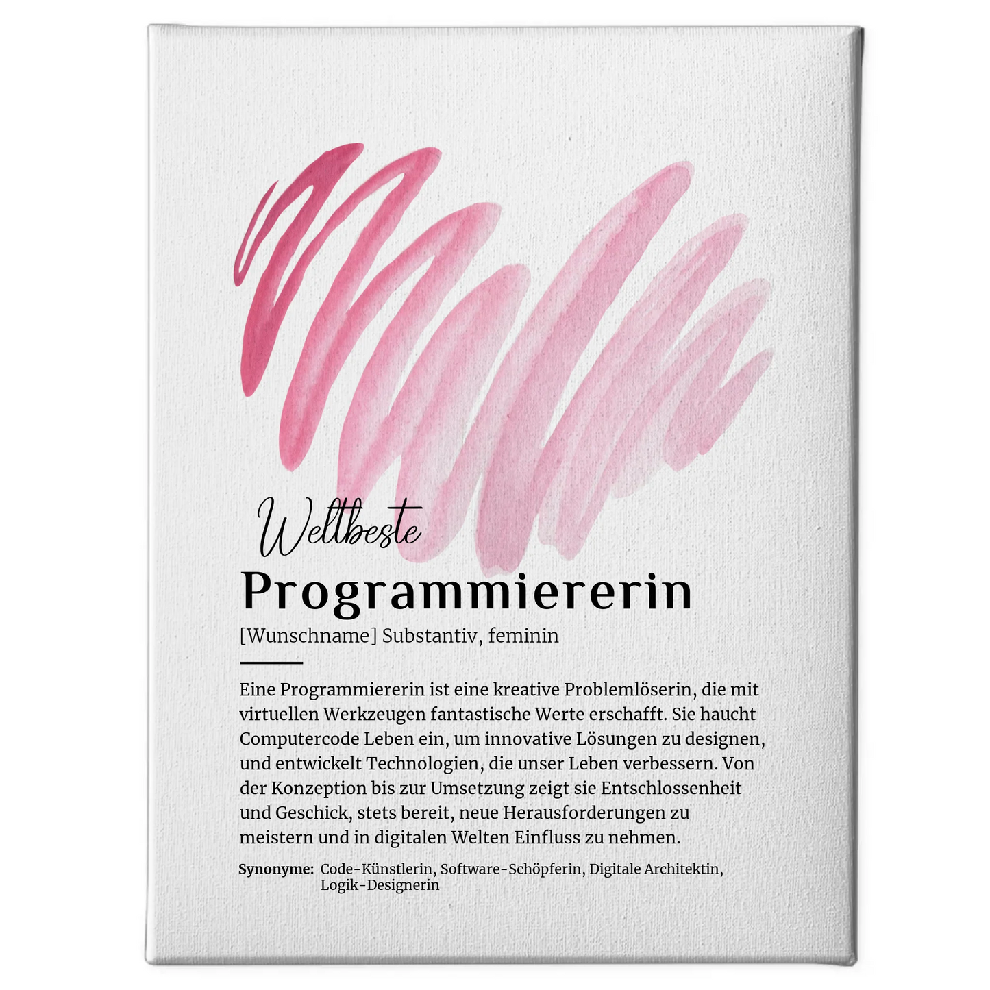 Personalisierte Leinwand Definition für Programmiererin mit Namen