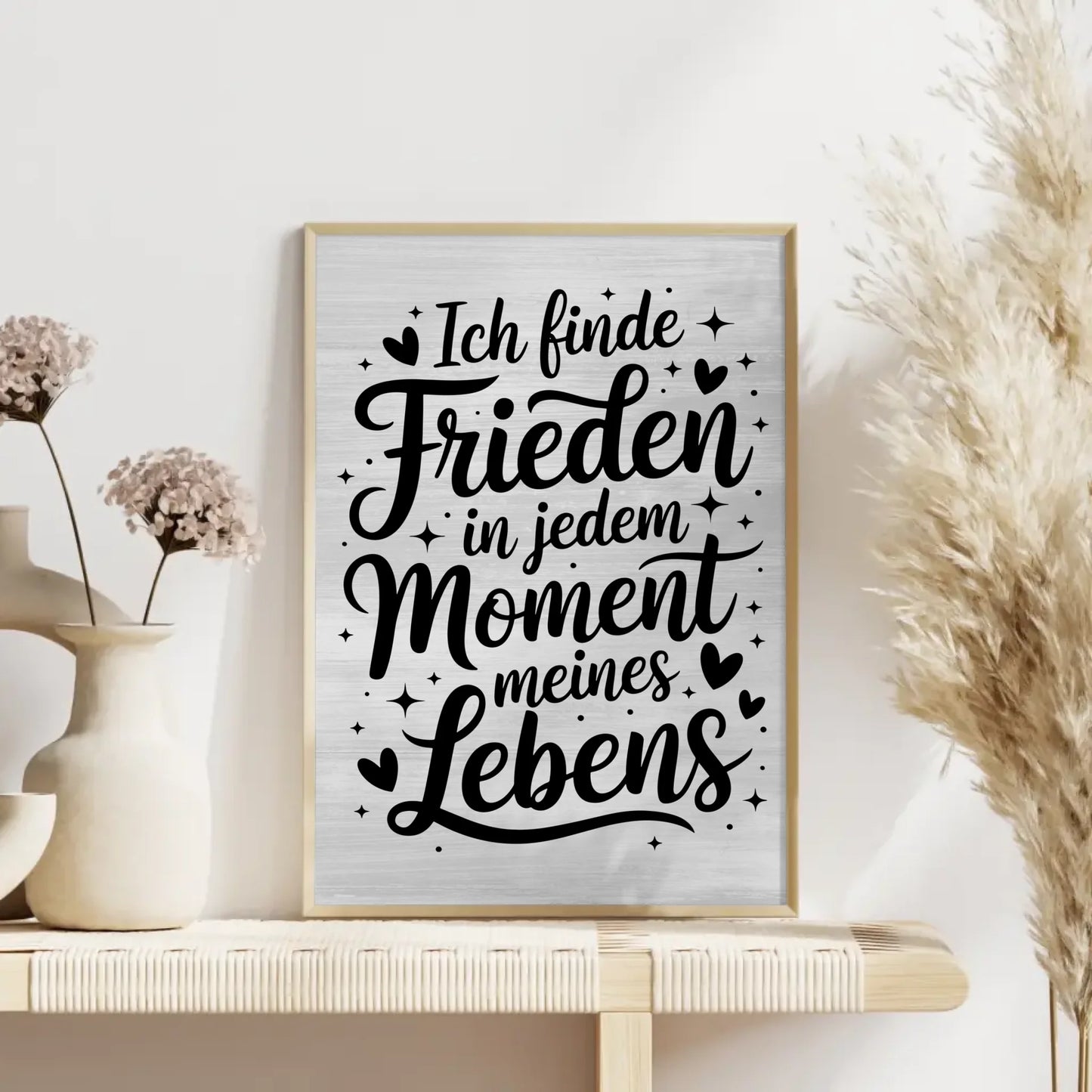 Affirmationsposter Ich finde Frieden positiv für jeden Moment