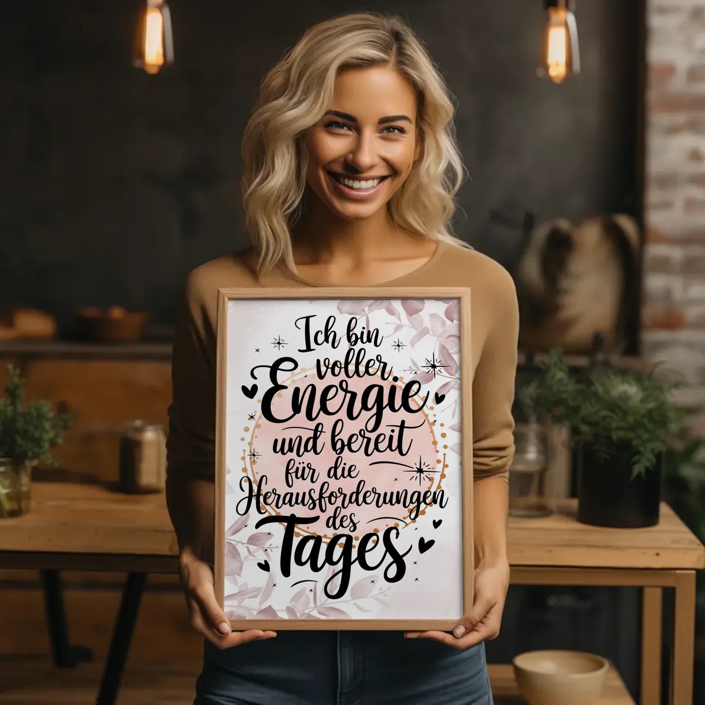 Affirmationsposter Ich bin voller Energie positiv gestalten
