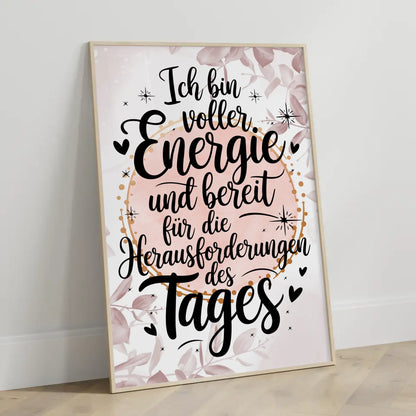 Affirmationsposter Ich bin voller Energie positiv gestalten