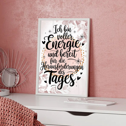 Affirmationsposter Ich bin voller Energie positiv gestalten