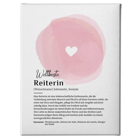 Leinwand Definition Reiterin Reiten mit Namen Geschenk