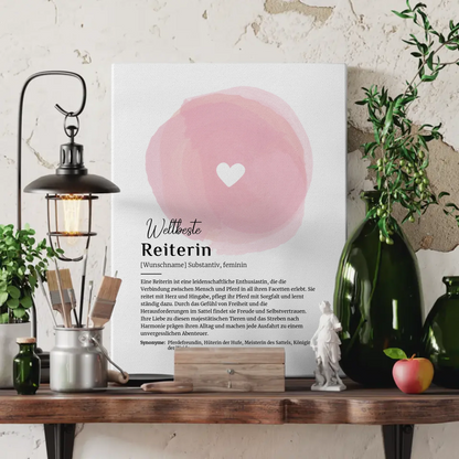 Leinwand Definition Reiterin Reiten mit Namen Geschenk