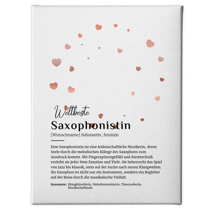 Personalisierte Leinwand Definition Saxophonistin mit Namen Geschenkidee