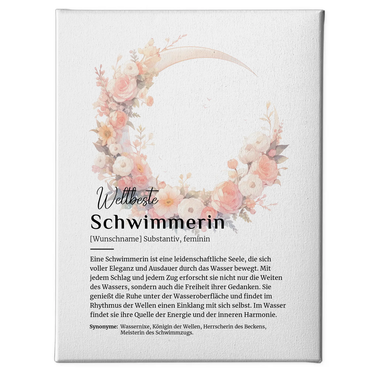 Leinwand Definition Schwimmerin Schwimmen mit Namen Geschenkidee