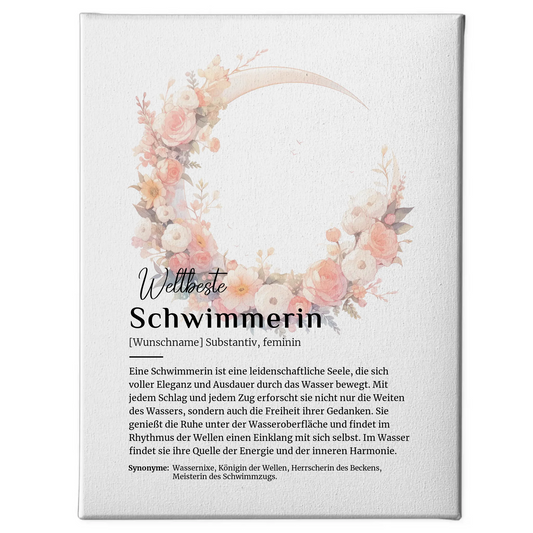 Leinwand Definition Schwimmerin Schwimmen mit Namen Geschenkidee