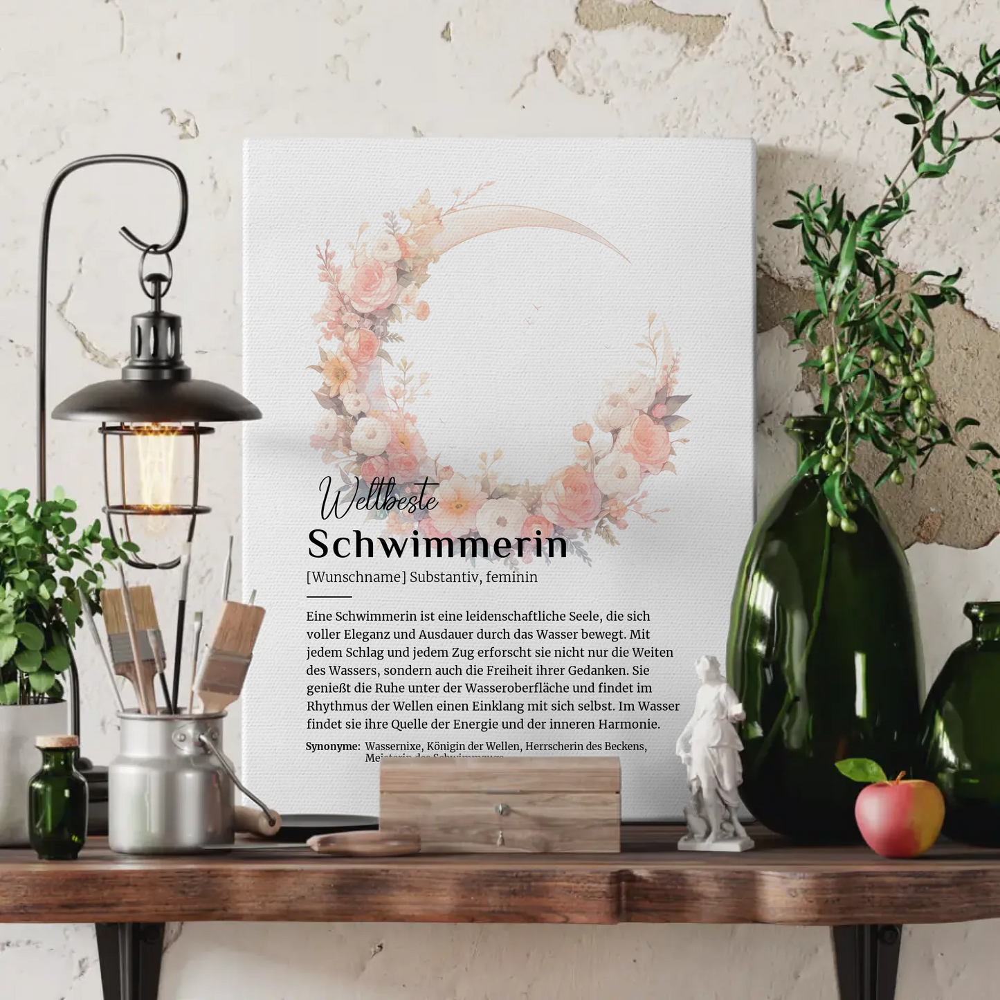 Leinwand Definition Schwimmerin Schwimmen mit Namen Geschenkidee