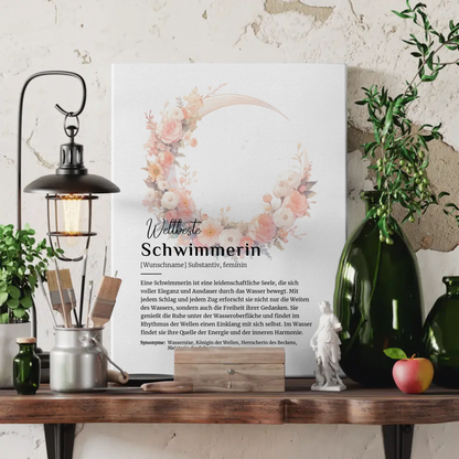 Leinwand Definition Schwimmerin Schwimmen mit Namen Geschenkidee