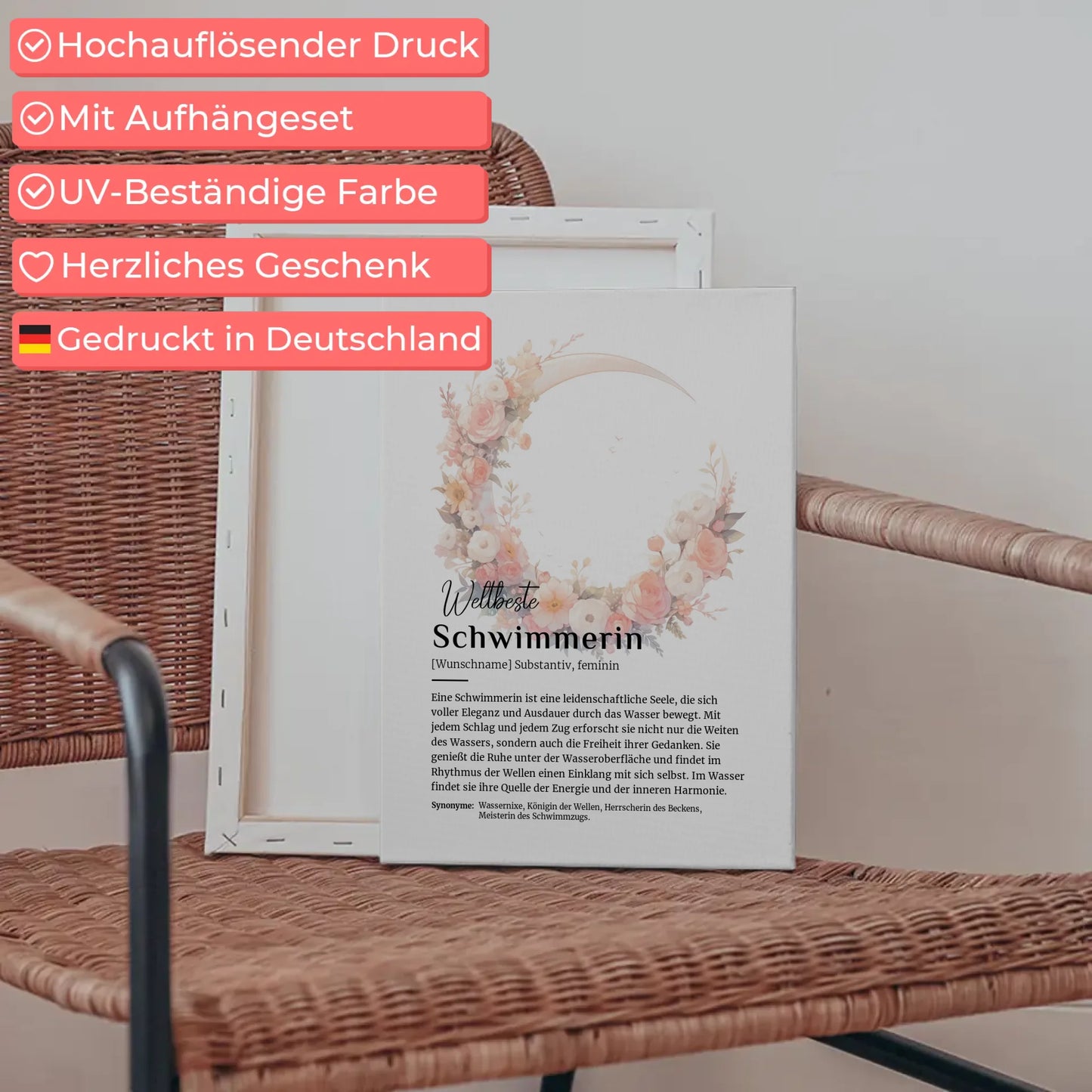 Leinwand Definition Schwimmerin Schwimmen mit Namen Geschenkidee