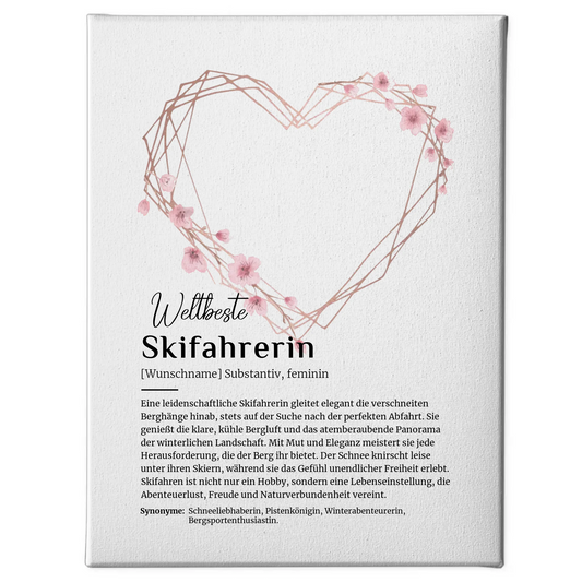 Personalisierte Leinwand Definition Skifahrerin mit Namen Geschenk
