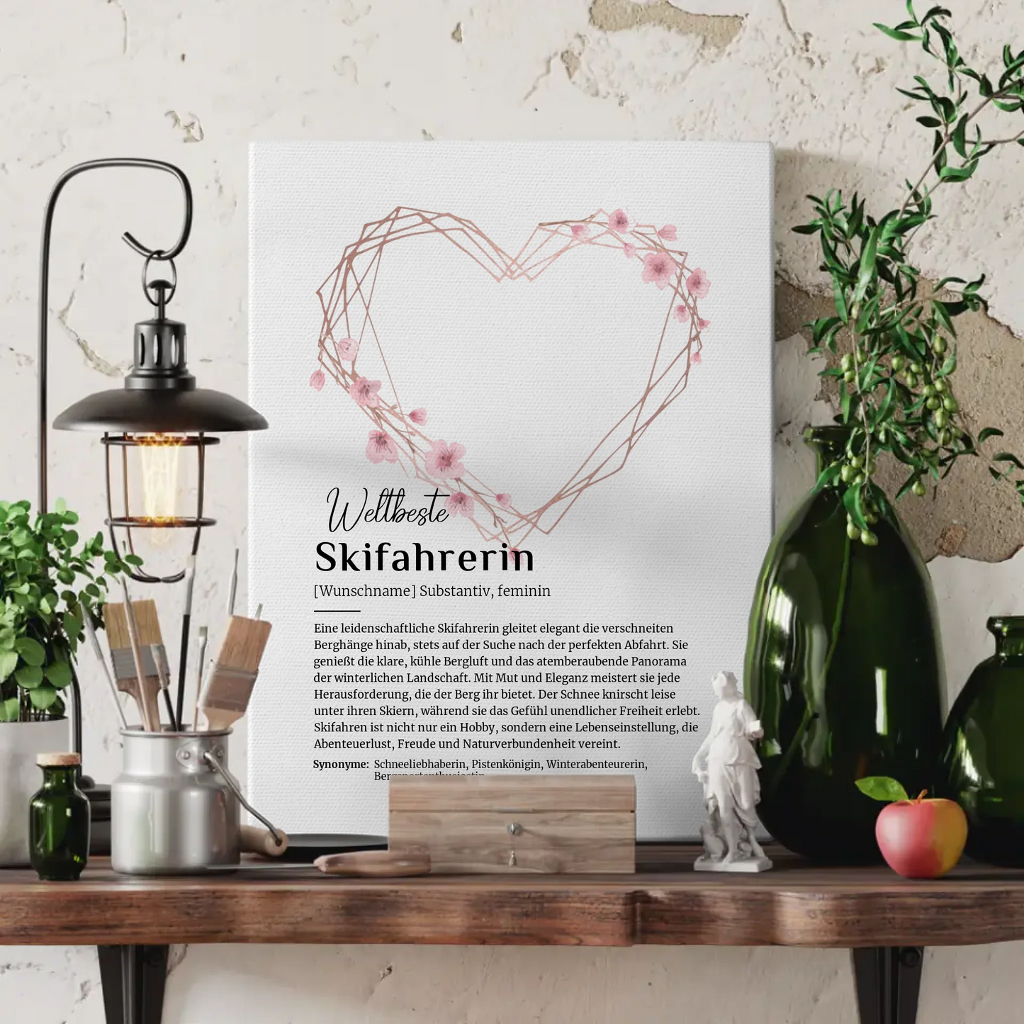 Personalisierte Leinwand Definition Skifahrerin mit Namen Geschenk