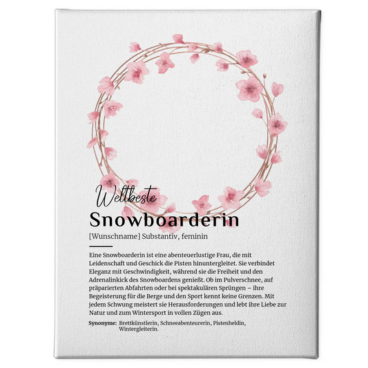 Leinwand Definition Snowboarderin mit Namen Geschenkidee