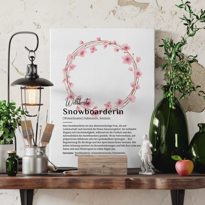 Leinwand Definition Snowboarderin mit Namen Geschenkidee