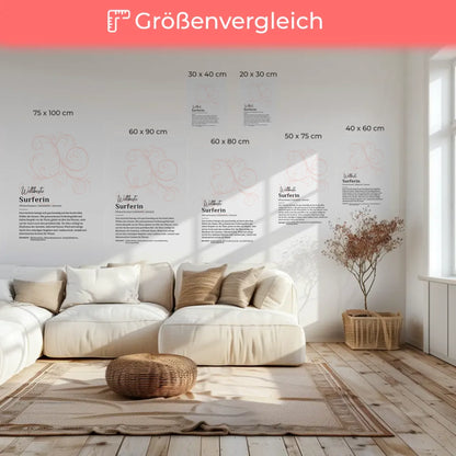 Personalisierte Leinwand Definition Surferin Surfen mit Namen Geschenkidee