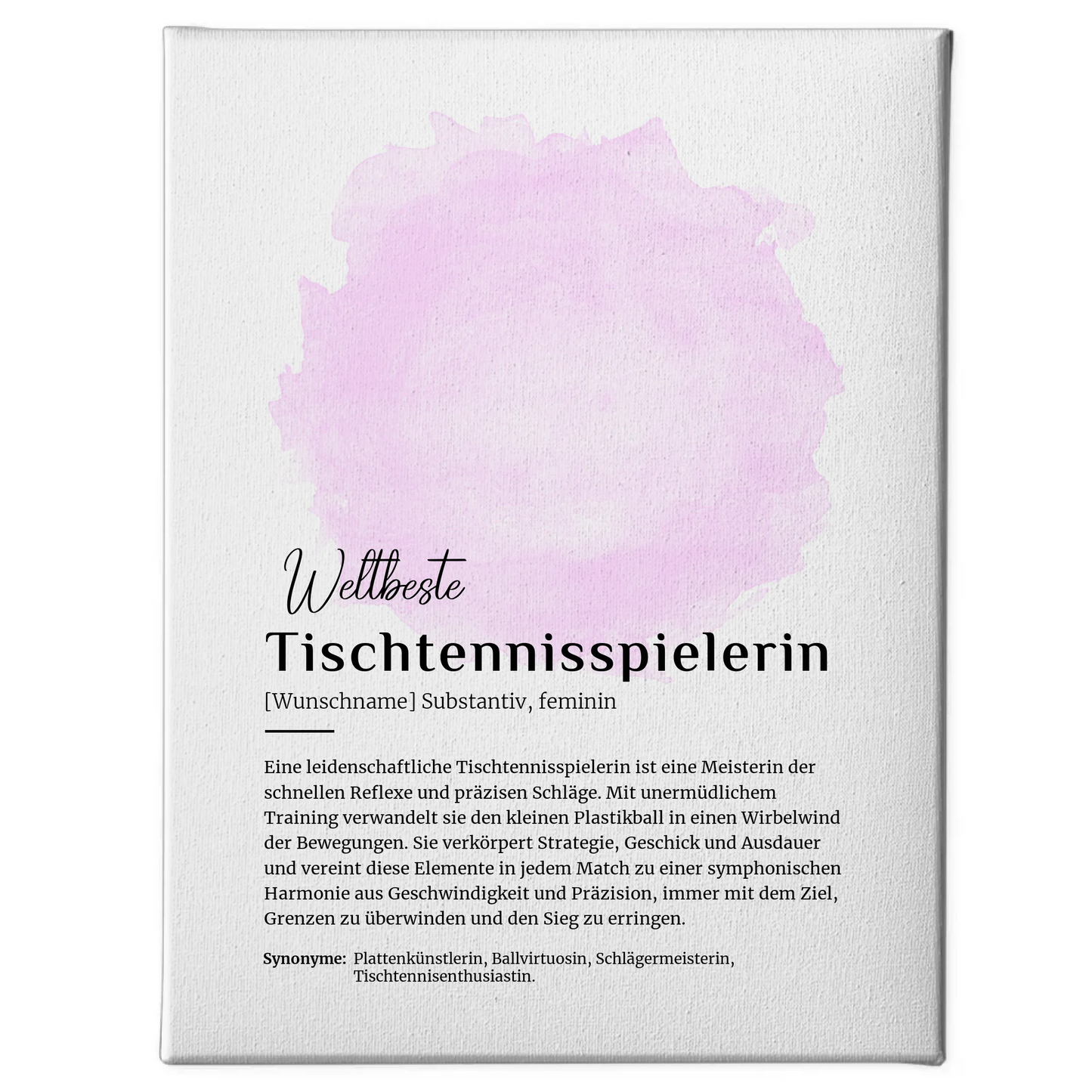 Personalisierte Leinwand Definition Tischtennisspielerin mit Namen