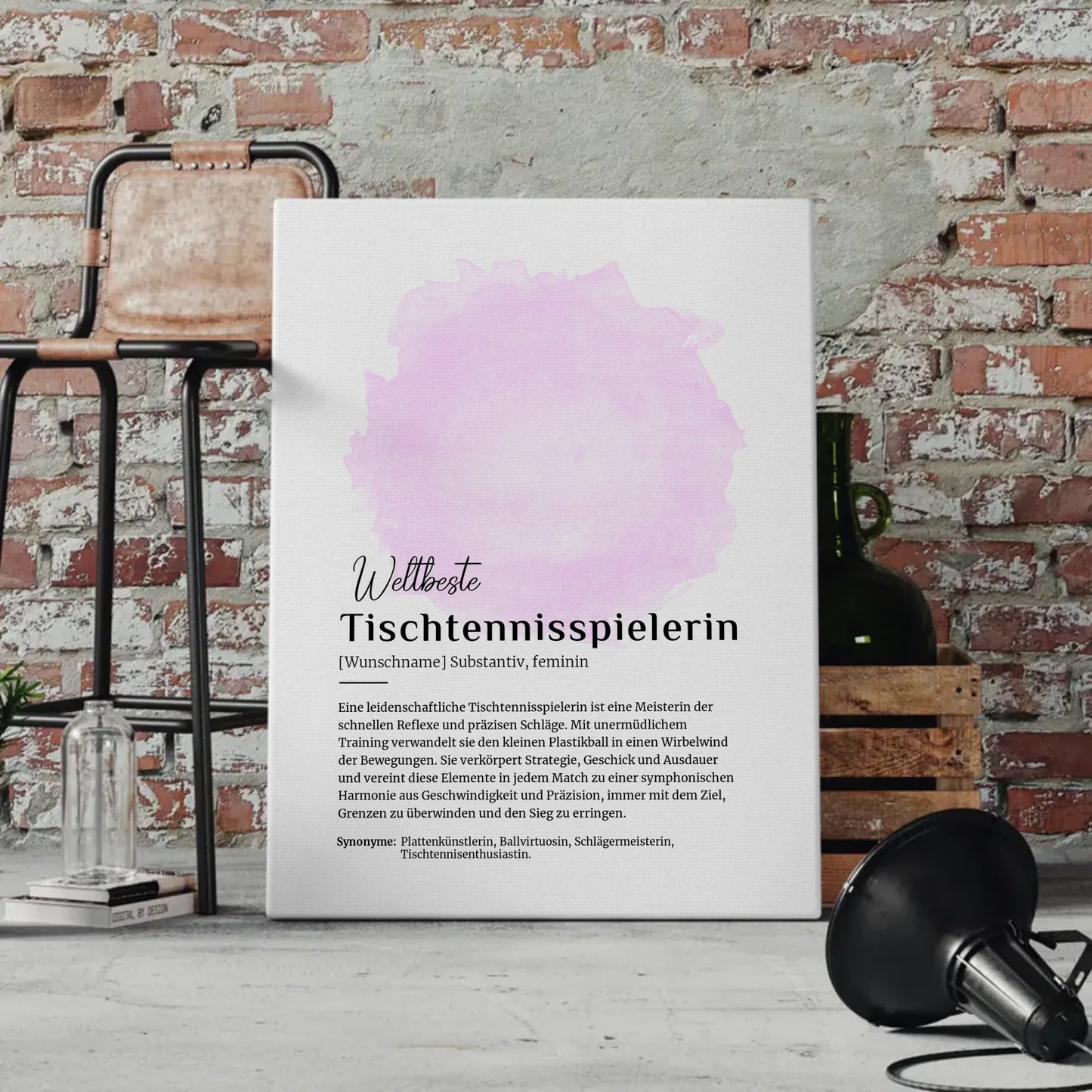 Personalisierte Leinwand Definition Tischtennisspielerin mit Namen