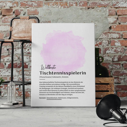 Personalisierte Leinwand Definition Tischtennisspielerin mit Namen