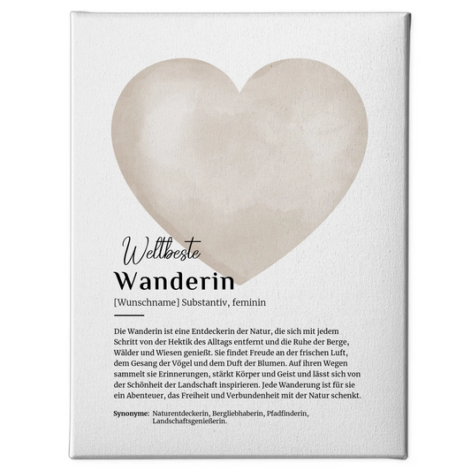 Leinwand Definition Wanderin Wandern mit Namen Geschenkidee