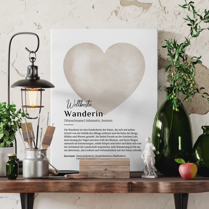 Leinwand Definition Wanderin Wandern mit Namen Geschenkidee