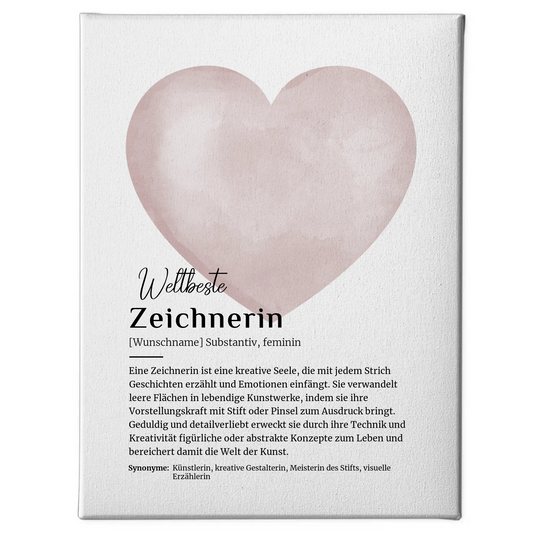 Leinwand Definition Zeichnerin Zeichnen mit Namen Geschenkidee