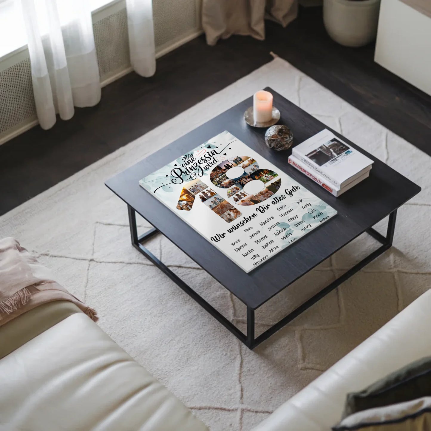 Magnetisches Fotoboard mit Unterschriften 18 Geburtstag