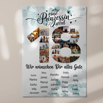 Magnetisches Fotoboard mit Unterschriften 18 Geburtstag