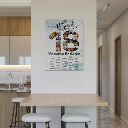 Magnetisches Fotoboard mit Unterschriften 18 Geburtstag