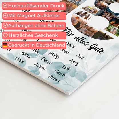 Magnetisches Fotoboard mit Unterschriften 18 Geburtstag