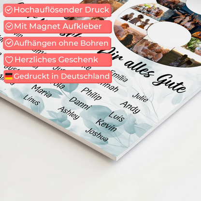 Magnetisches Fotoboard mit Unterschriften 18 Geburtstag