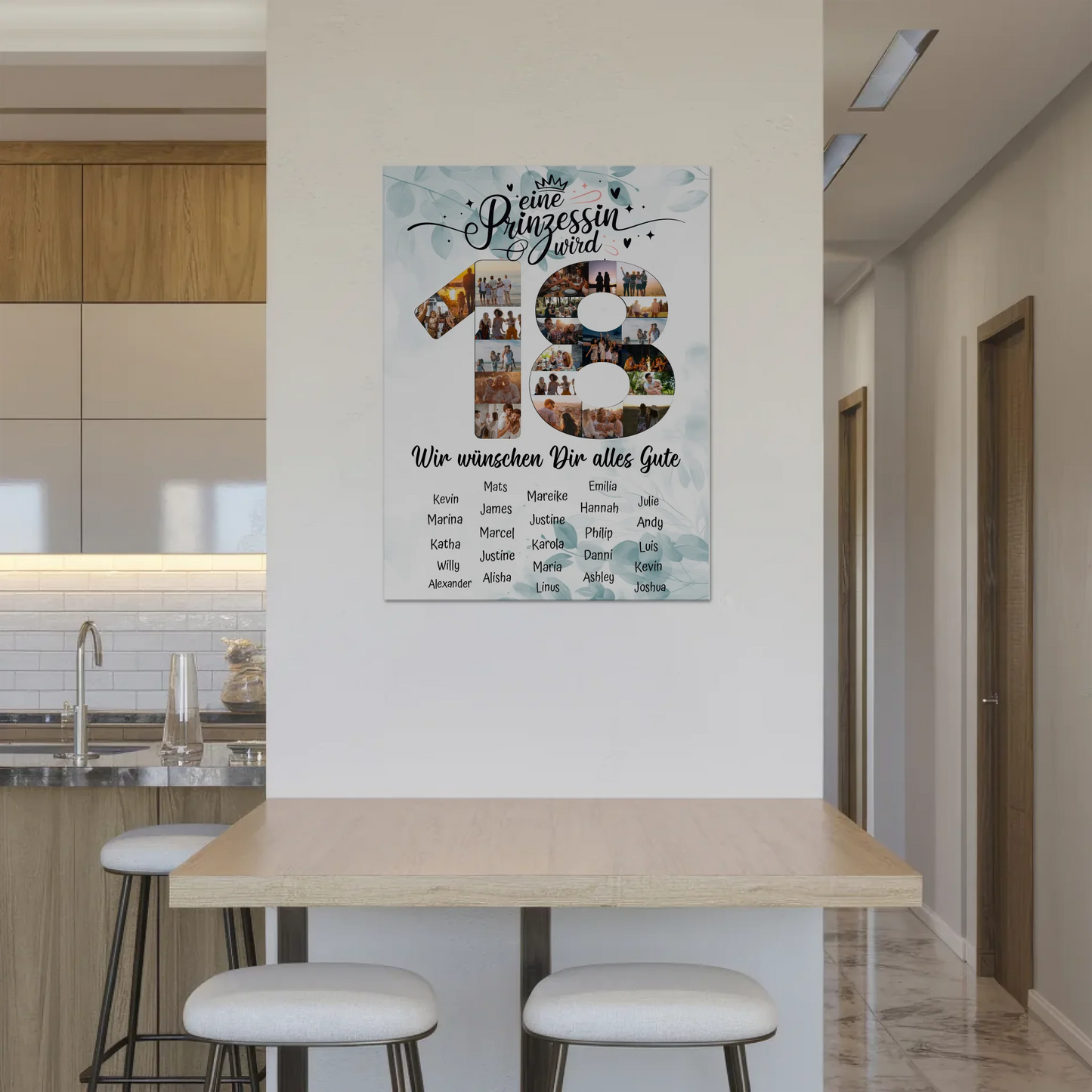 Magnetisches Fotoboard mit Unterschriften 18 Geburtstag