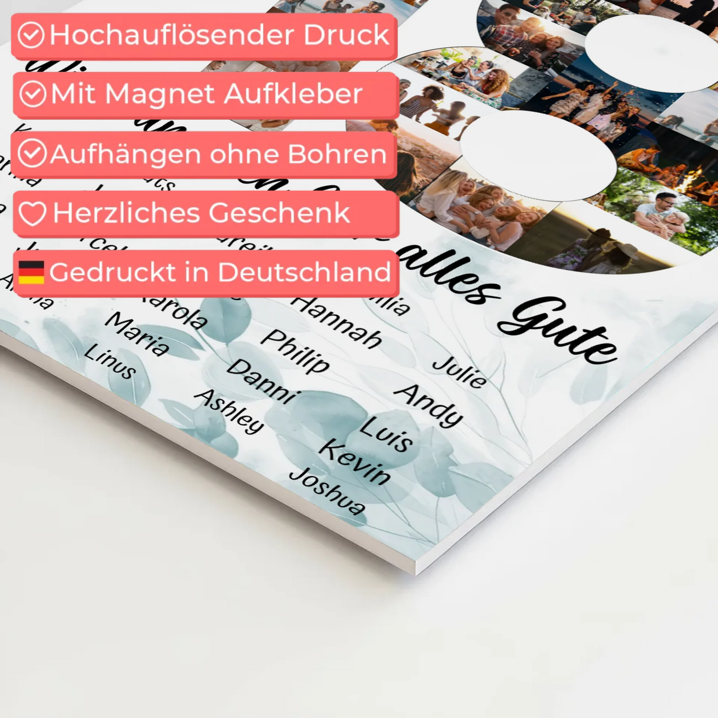 Magnetisches Fotoboard mit Unterschriften 18 Geburtstag