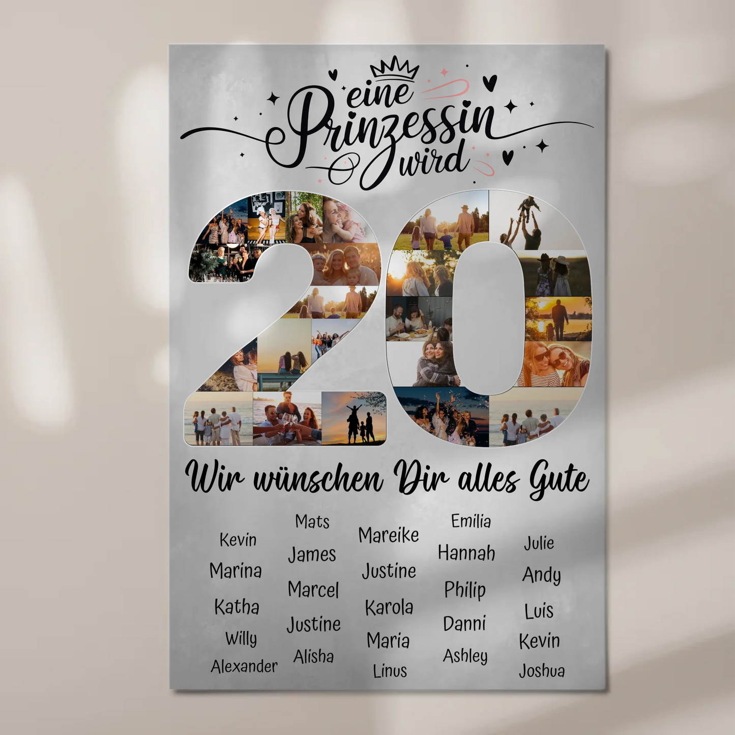 Magnet Poster mit Wunschtext 20 Geburtstag Prinzessin