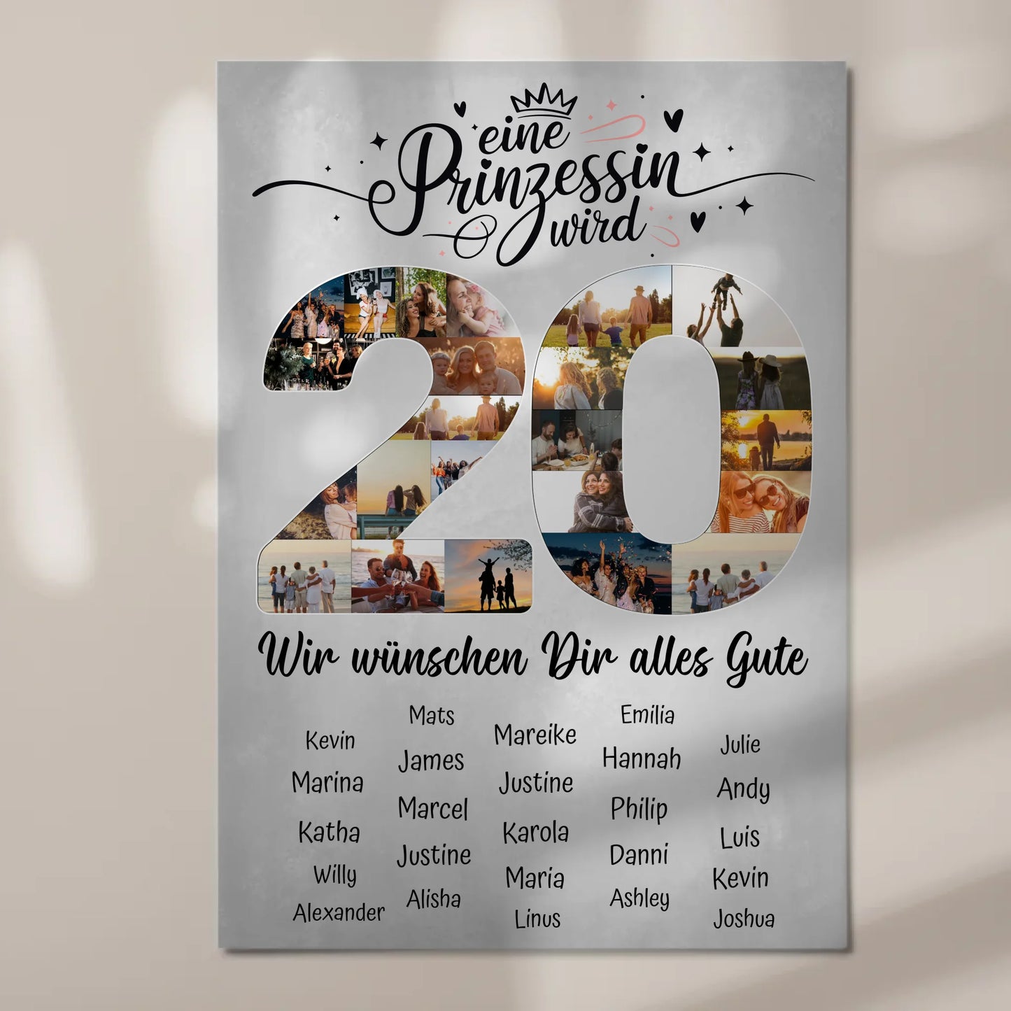 Magnet Poster mit Wunschtext 20 Geburtstag Prinzessin