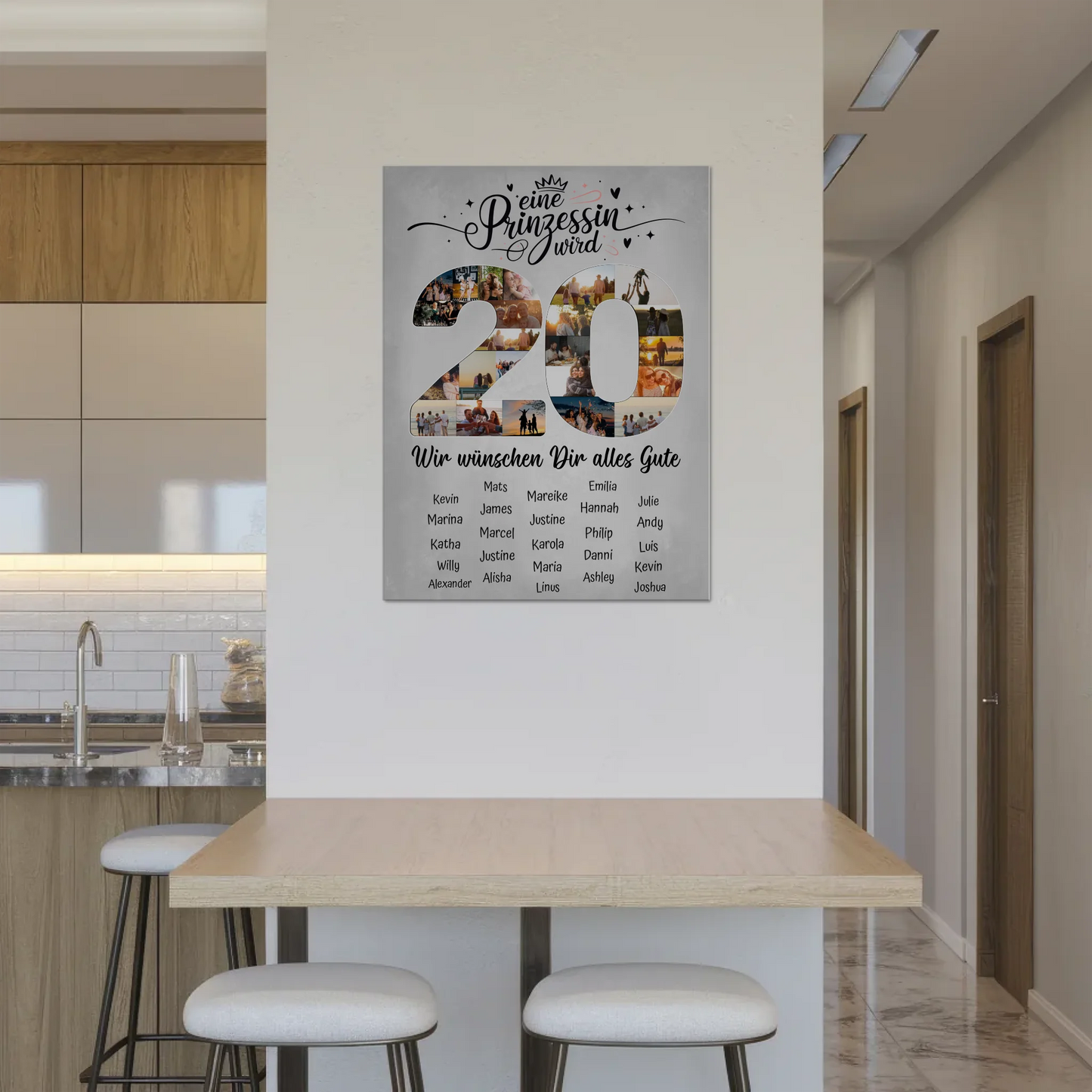 Magnet Poster mit Wunschtext 20 Geburtstag Prinzessin