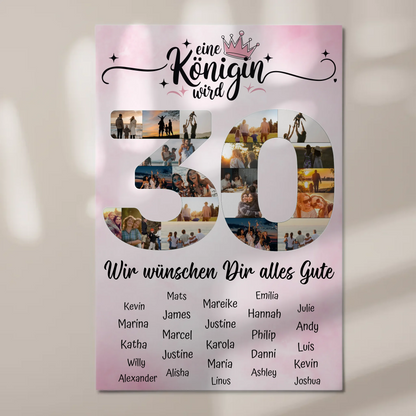 Magnet Wandbild mit Unterschriften 30 Geburtstag Königin