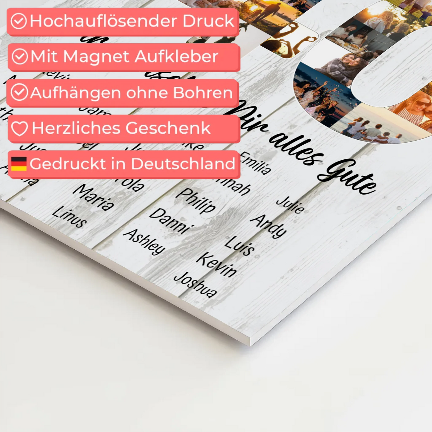 Magnetisches Poster mit Wunschtext 40 Geburtstag Fotoboard