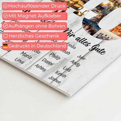 Magnetisches Poster mit Wunschtext 40 Geburtstag Fotoboard