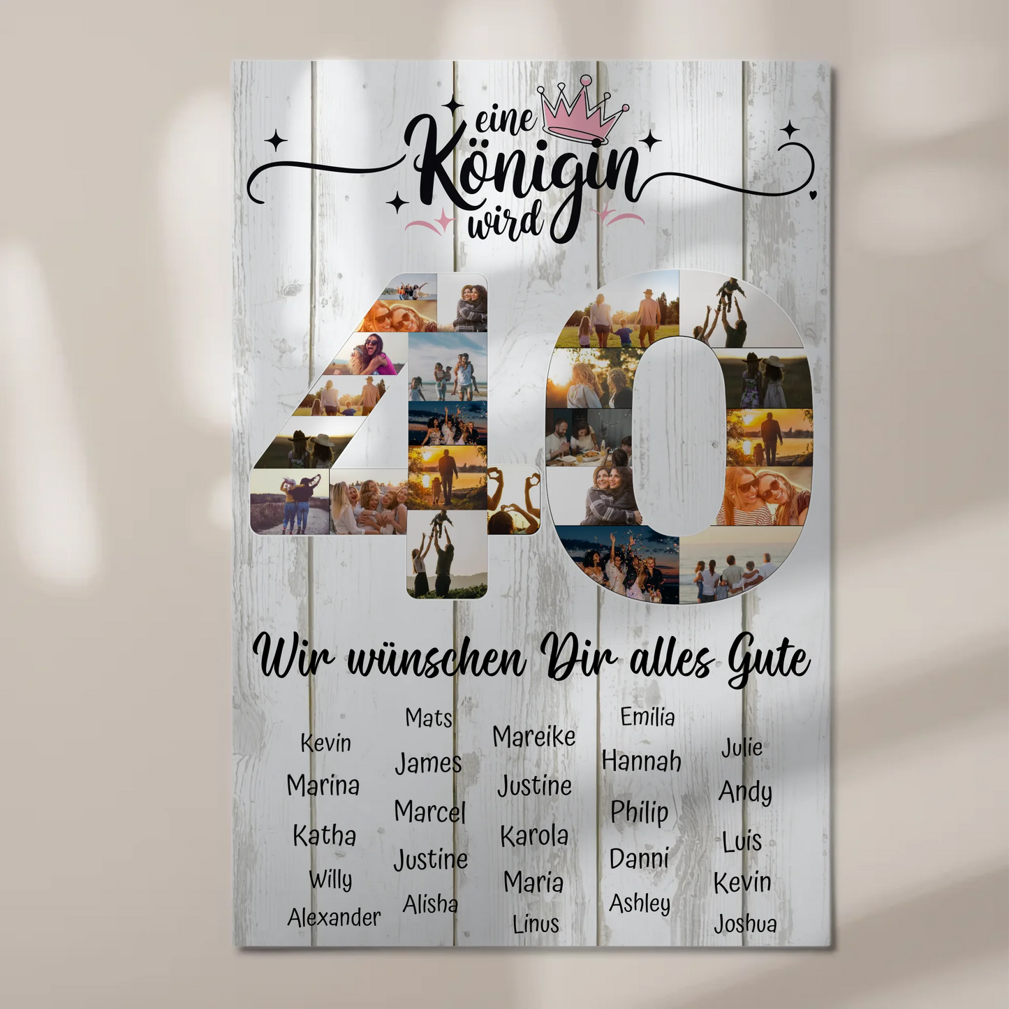 Magnetisches Poster mit Wunschtext 40 Geburtstag Fotoboard